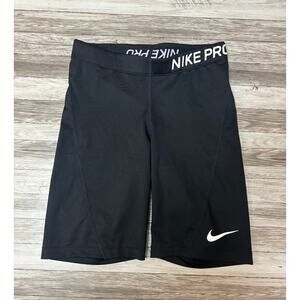 Nike Pro Compression Shorts Womens Size Small Black Long Sliding Spandex